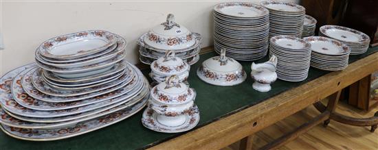 An 18th century style Pearlware rose border dinner service, approx. 80 pieces